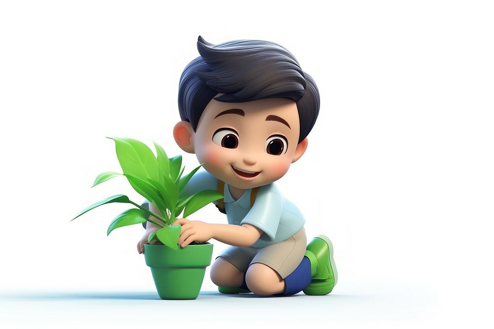 Cartoon plant houseplant smiling. AI generated Image by rawpixel.