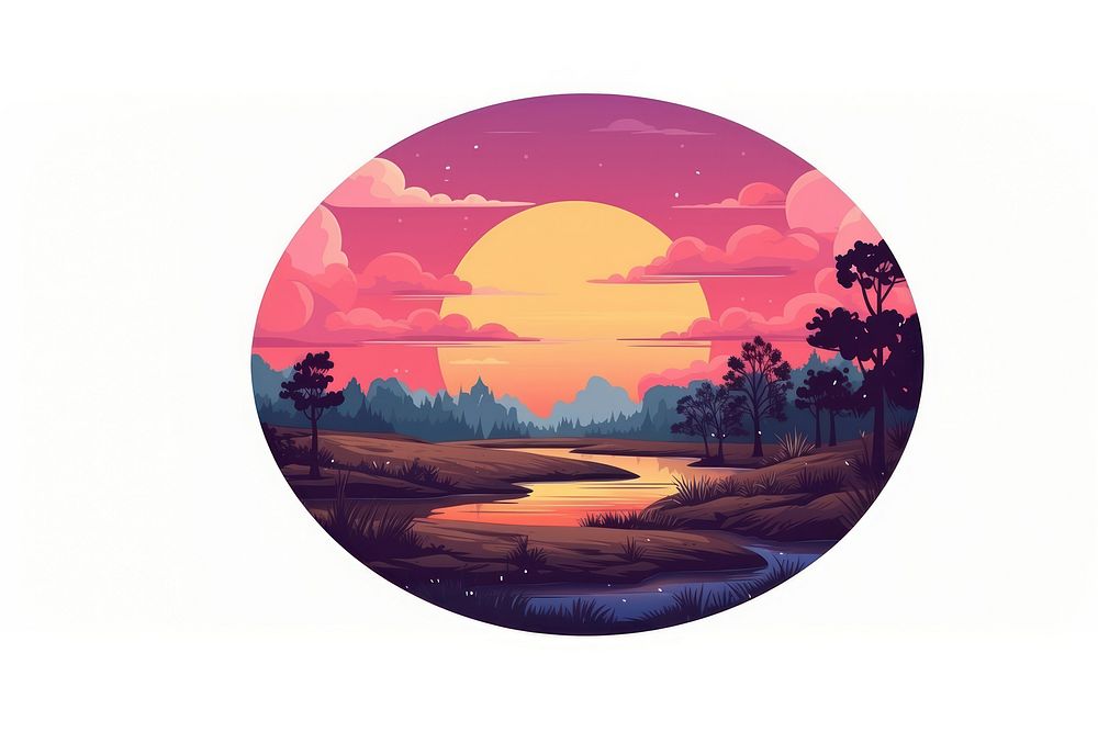 Sunset nature circle sky. AI generated Image by rawpixel.