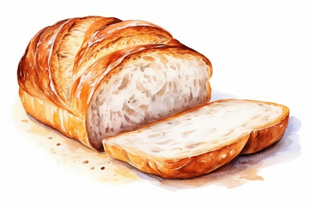 Bread food white background viennoiserie. 