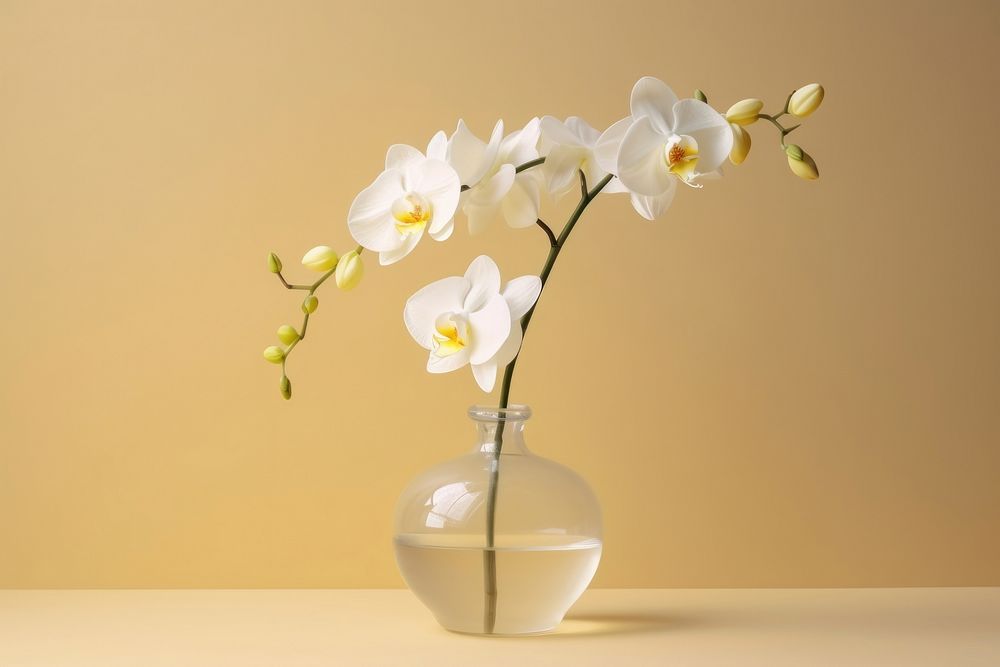 Orchid flower yellow glass. AI generated Image by rawpixel.