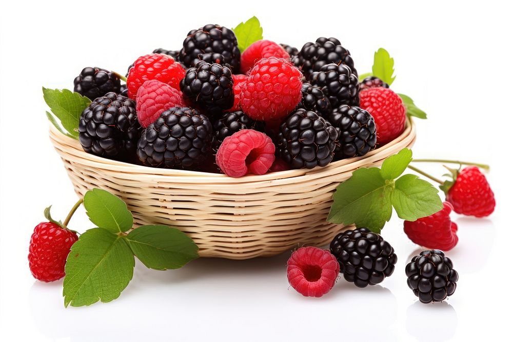 Berry blackberry raspberry basket. AI generated Image by rawpixel.