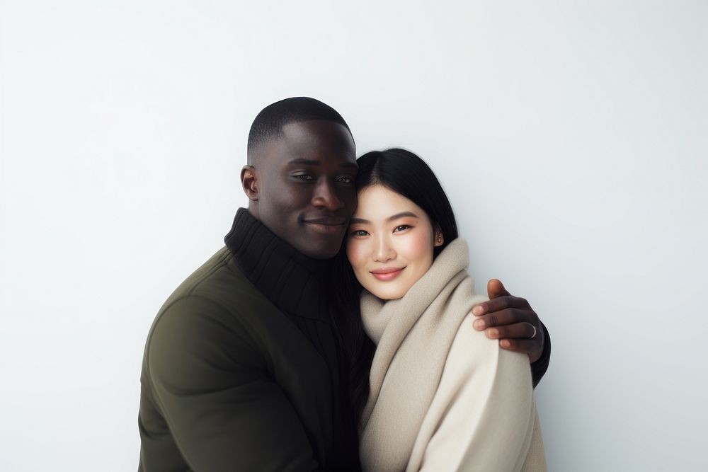 Portrait hugging photo white background. AI generated Image by rawpixel.