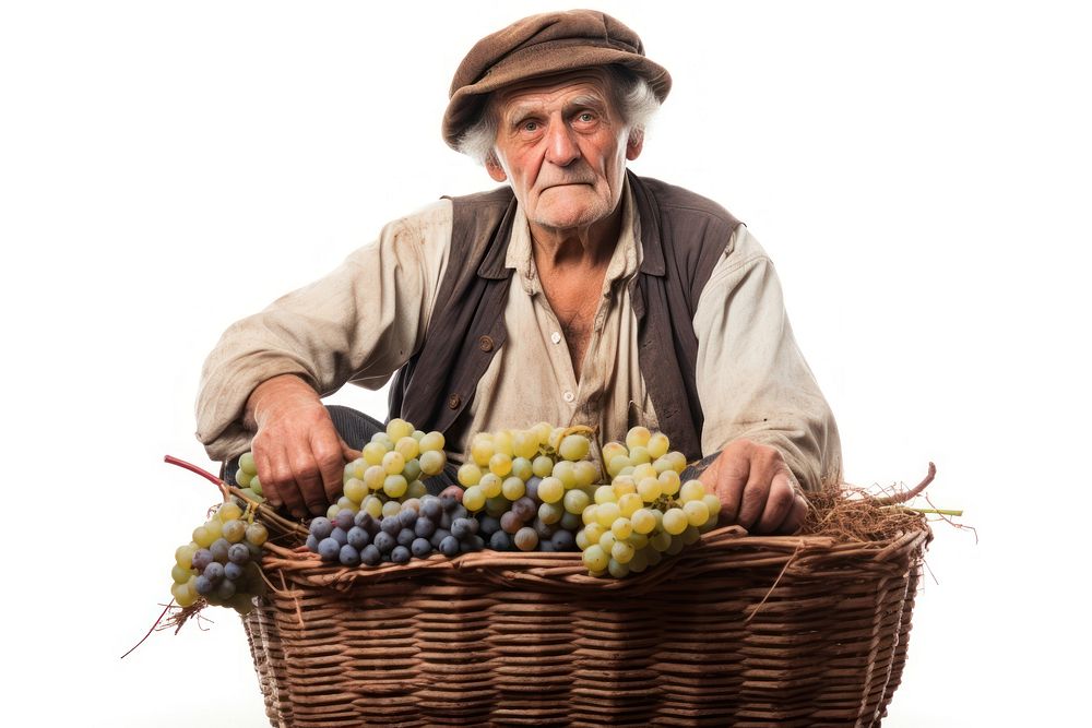 Grapes holding basket farmer. AI generated Image by rawpixel.