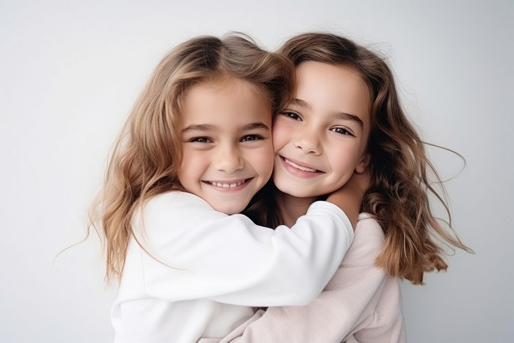 Hugging portrait child smile. AI generated Image by rawpixel.