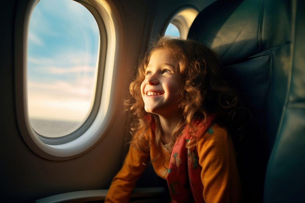 Window airplane portrait sitting. AI generated Image by rawpixel.