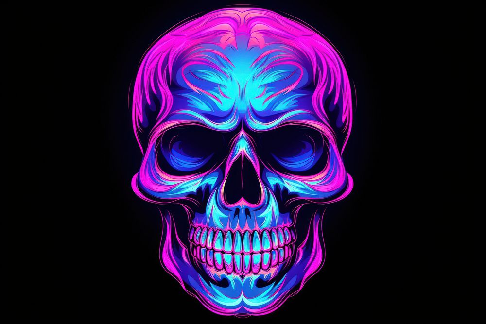 Neon purple head illuminated. AI generated Image by rawpixel.