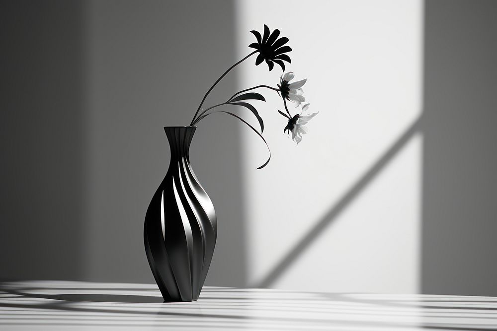 Flower vase black white. AI generated Image by rawpixel.