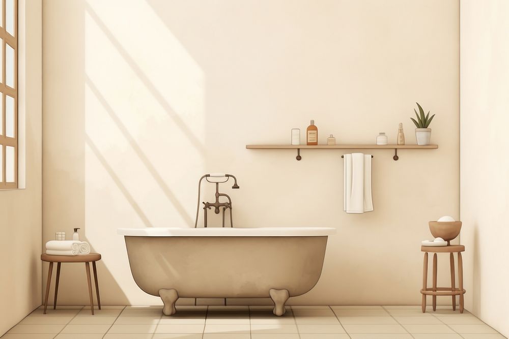 Bathroom bathtub chair architecture. AI generated Image by rawpixel.