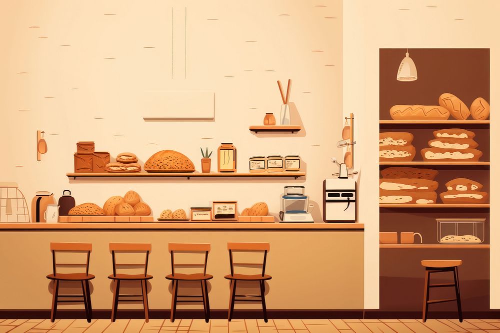 Bread bakery chair text. AI generated Image by rawpixel.