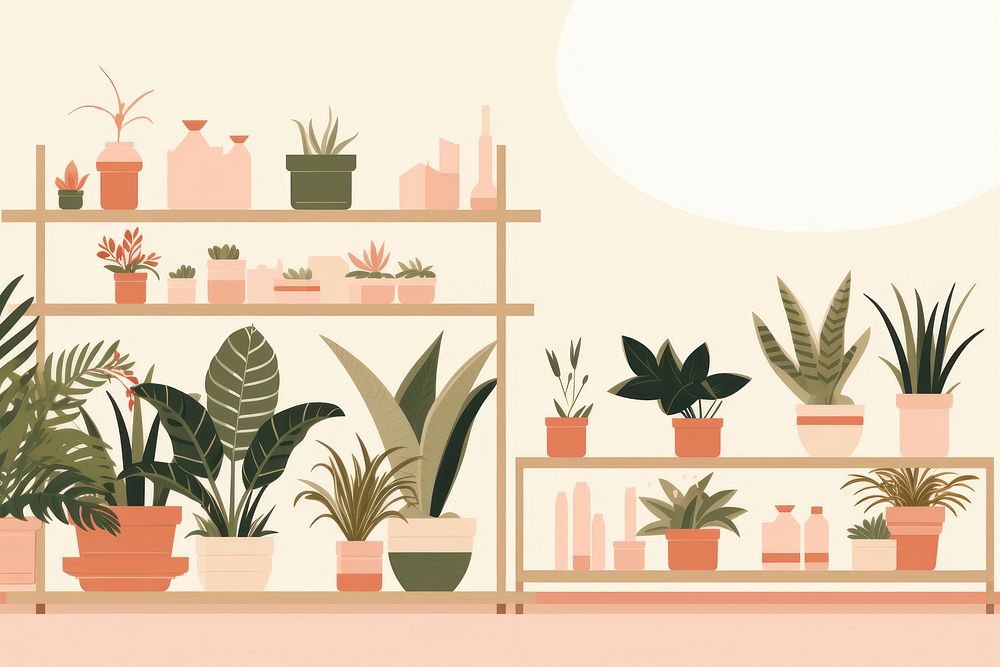 Plant shelf arrangement houseplant. AI generated Image by rawpixel.