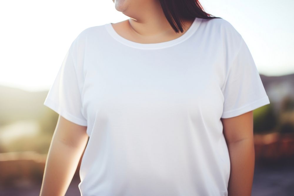T-shirt outdoors sleeve white. AI generated Image by rawpixel.