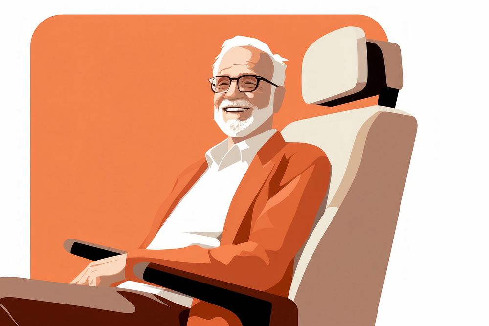 Armchair portrait glasses sitting. AI generated Image by rawpixel.