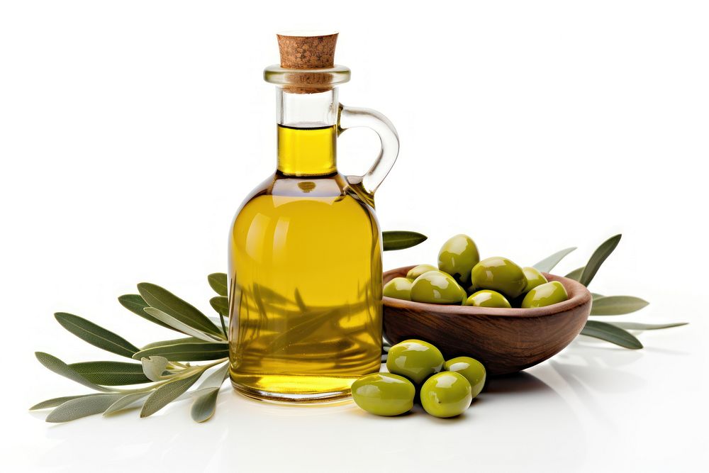 Bottle olive food white background. AI generated Image by rawpixel.