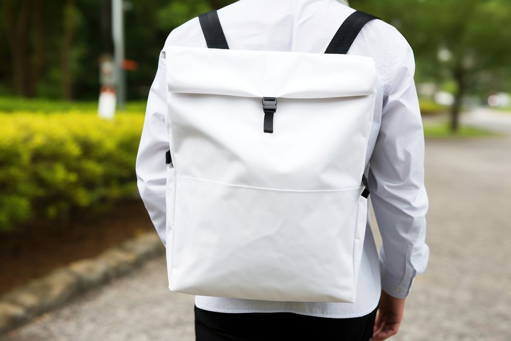 Bag backpack adult white. AI generated Image by rawpixel.