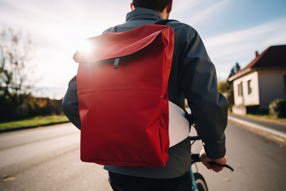 Bag backpack bicycle adult. AI generated Image by rawpixel.