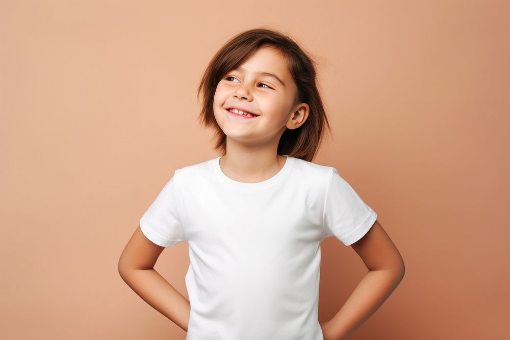 Portrait t-shirt child smile. AI generated Image by rawpixel.