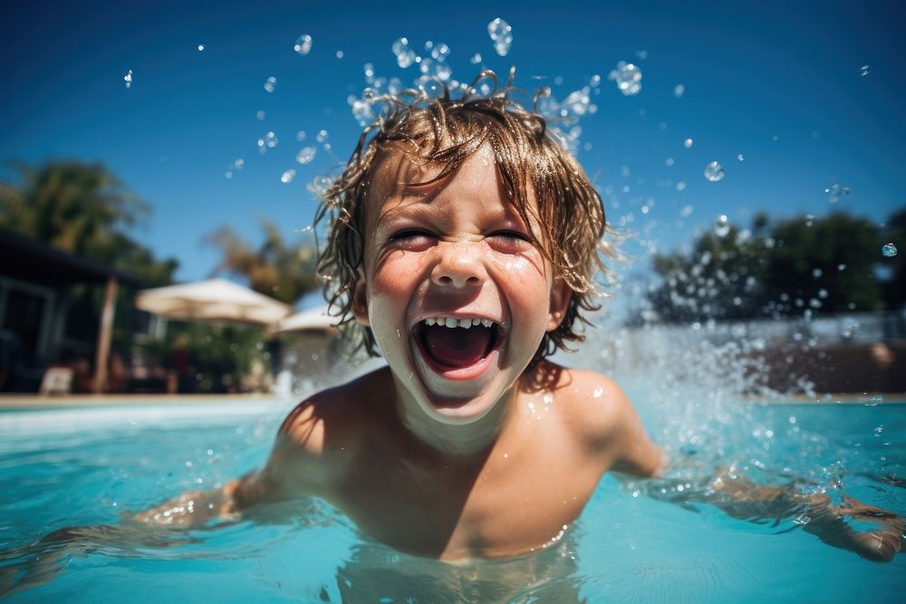 Recreation swimming laughing portrait. AI generated Image by rawpixel.