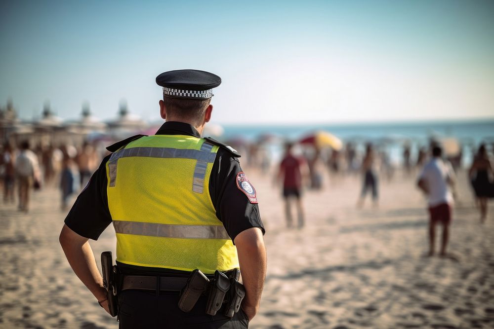 Police beach adult architecture. AI generated Image by rawpixel.