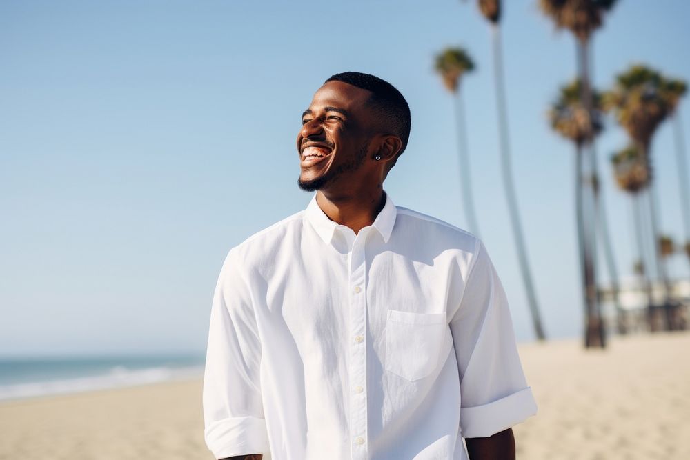 Beach sunny adult smile. AI generated Image by rawpixel.