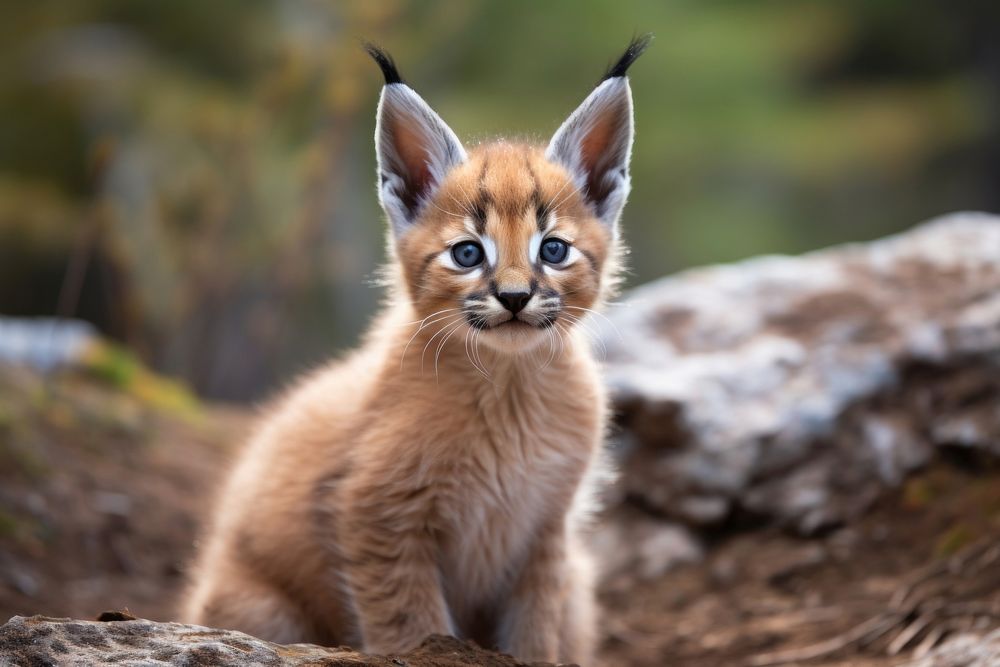 A cute playful caracal wild cat wildlife animal mammal. 