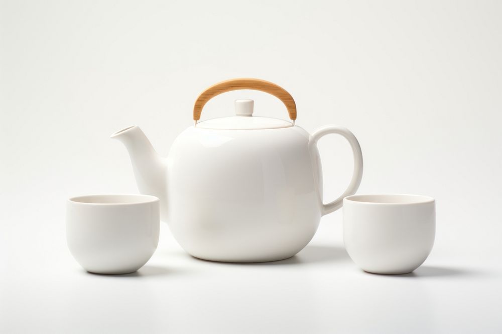 Teapot porcelain tableware white. 