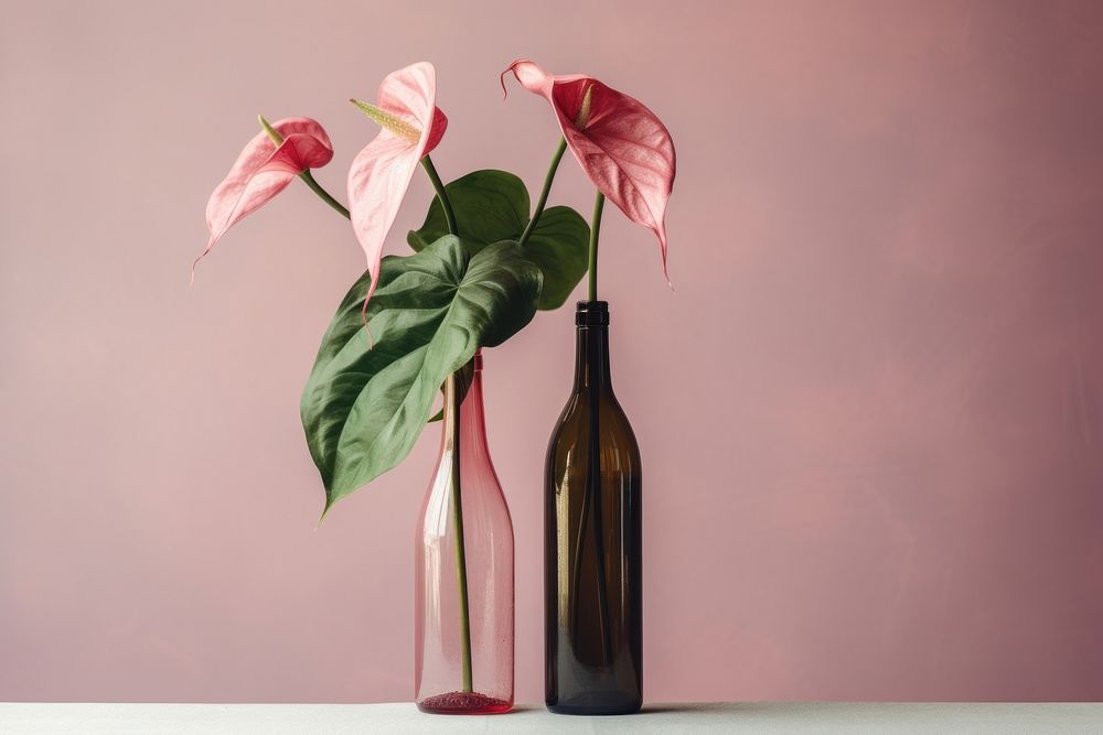 Bottle wine flower plant. AI generated Image by rawpixel.