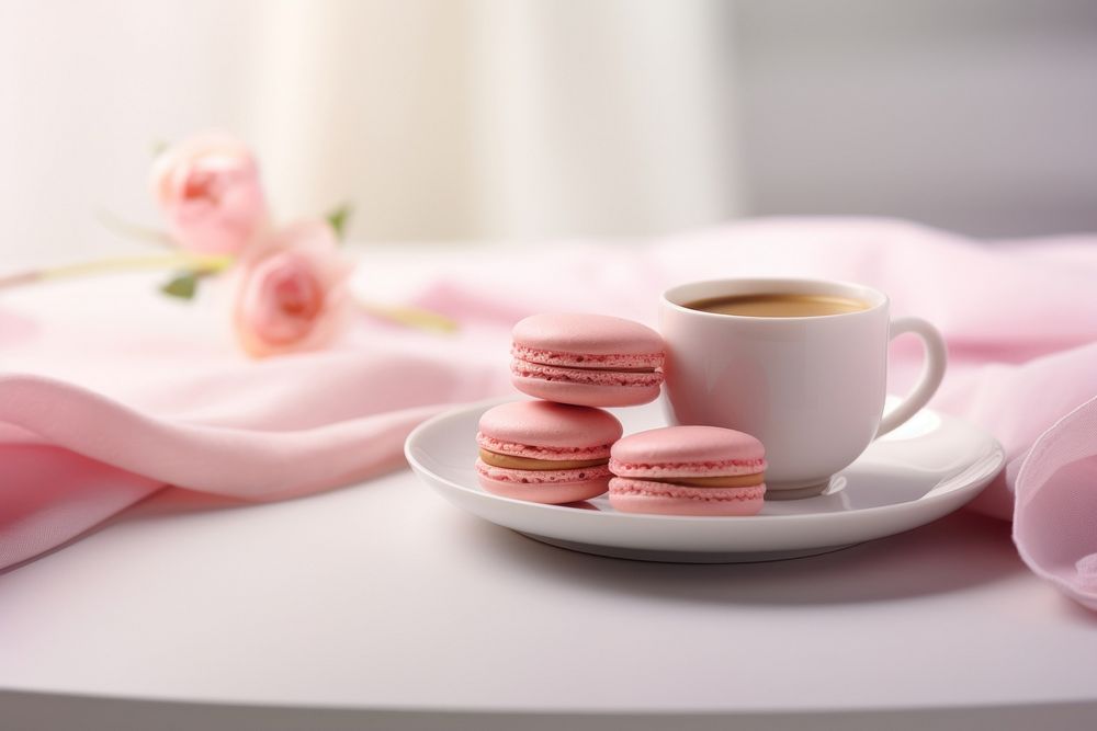 Macarons food tea cup. AI generated Image by rawpixel.