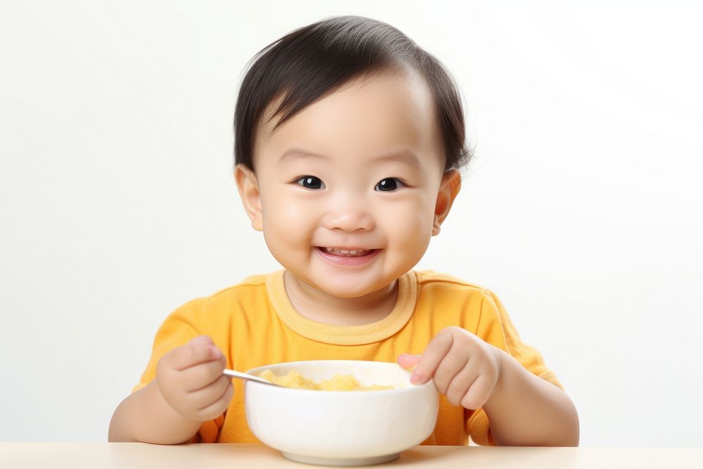 Baby bowl food eating. AI generated Image by rawpixel.