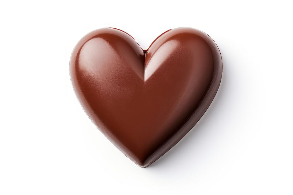 Chocolate shape heart white background. AI generated Image by rawpixel.