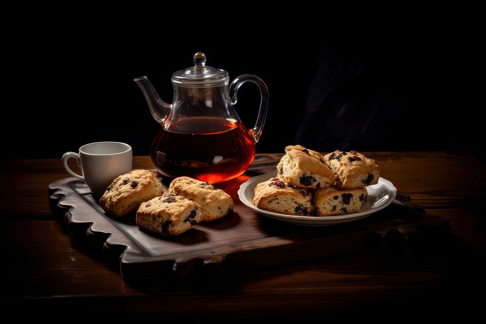 Teapot scone table plate. AI generated Image by rawpixel.