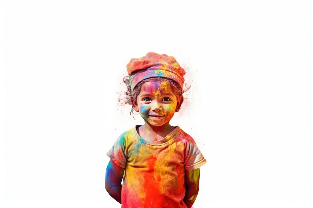 Holi portrait festival child. AI generated Image by rawpixel.
