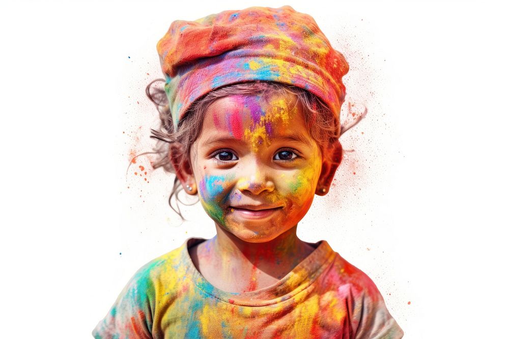 Child holi celebration portrait. AI generated Image by rawpixel.