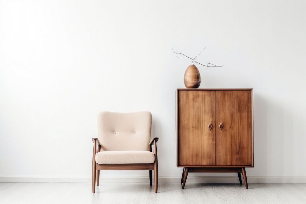 Chair wood furniture sideboard. AI generated Image by rawpixel.