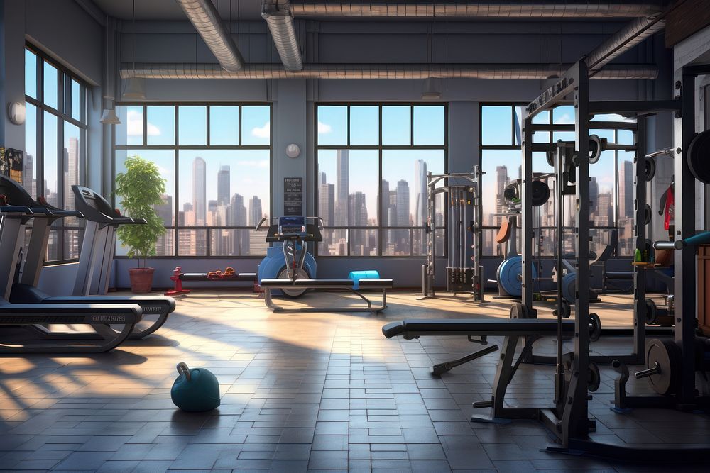 Gym sports bodybuilding architecture. AI generated Image by rawpixel.