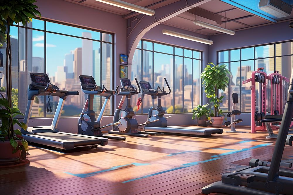 Gym treadmill sports architecture. AI generated Image by rawpixel.