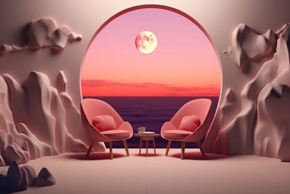 Furniture cartoon nature space. AI generated Image by rawpixel.