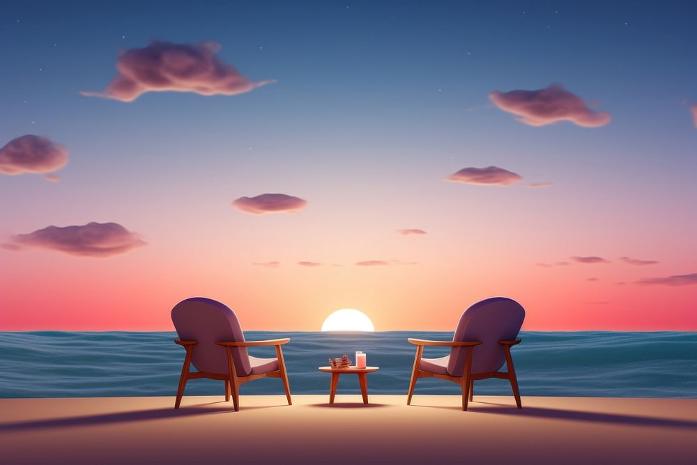 Beach sea furniture outdoors. AI generated Image by rawpixel.