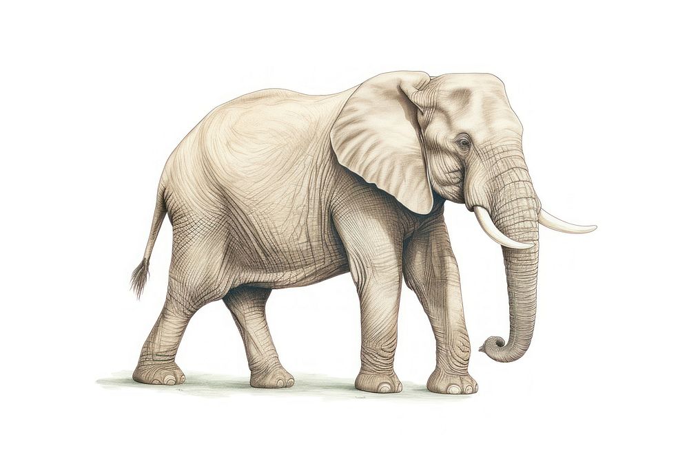 Elephant animal wildlife drawing. AI generated Image by rawpixel.