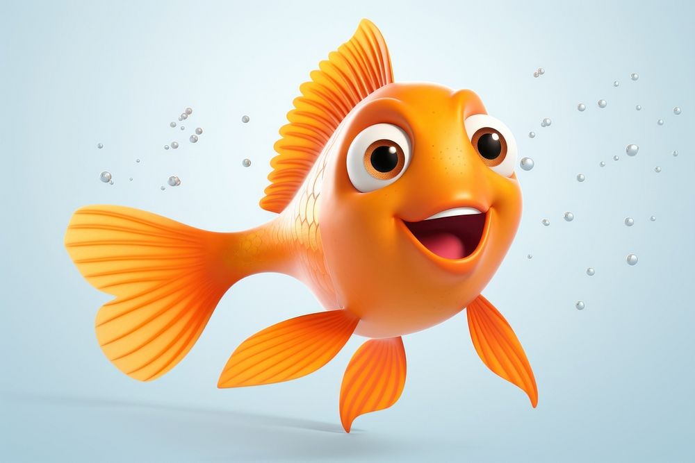 Goldfish swimming cartoon animal. AI generated Image by rawpixel.