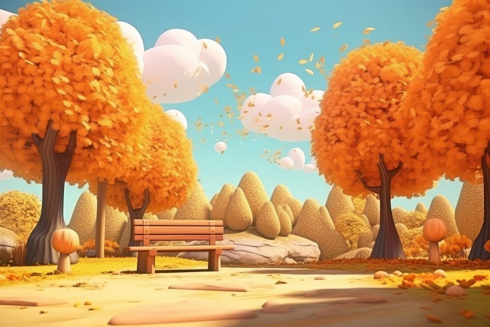 Cartoon outdoors autumn tranquility. AI generated Image by rawpixel.