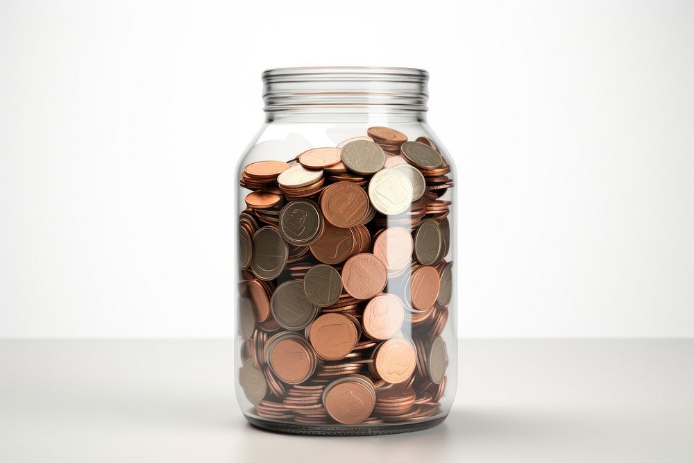 Coin jar money white background. AI generated Image by rawpixel.