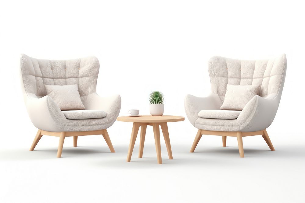 Furniture armchair table white background. AI generated Image by rawpixel.