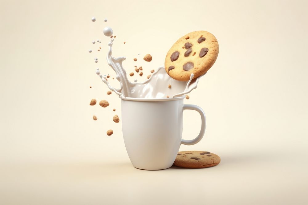 Milk cup cookie dairy. AI generated Image by rawpixel.