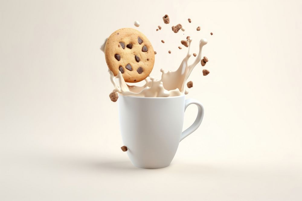 Milk cup cookie coffee. 