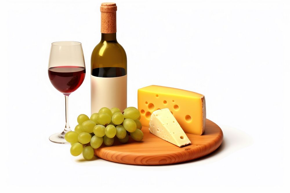 Cheese wine bottle drink. AI generated Image by rawpixel.