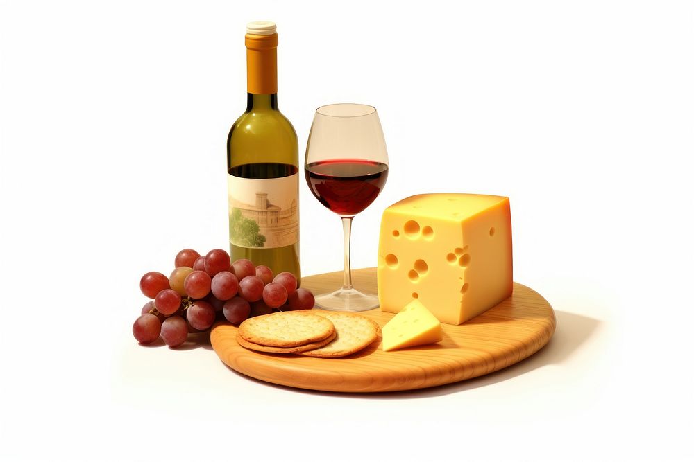 Cheese wine bottle drink. AI generated Image by rawpixel.