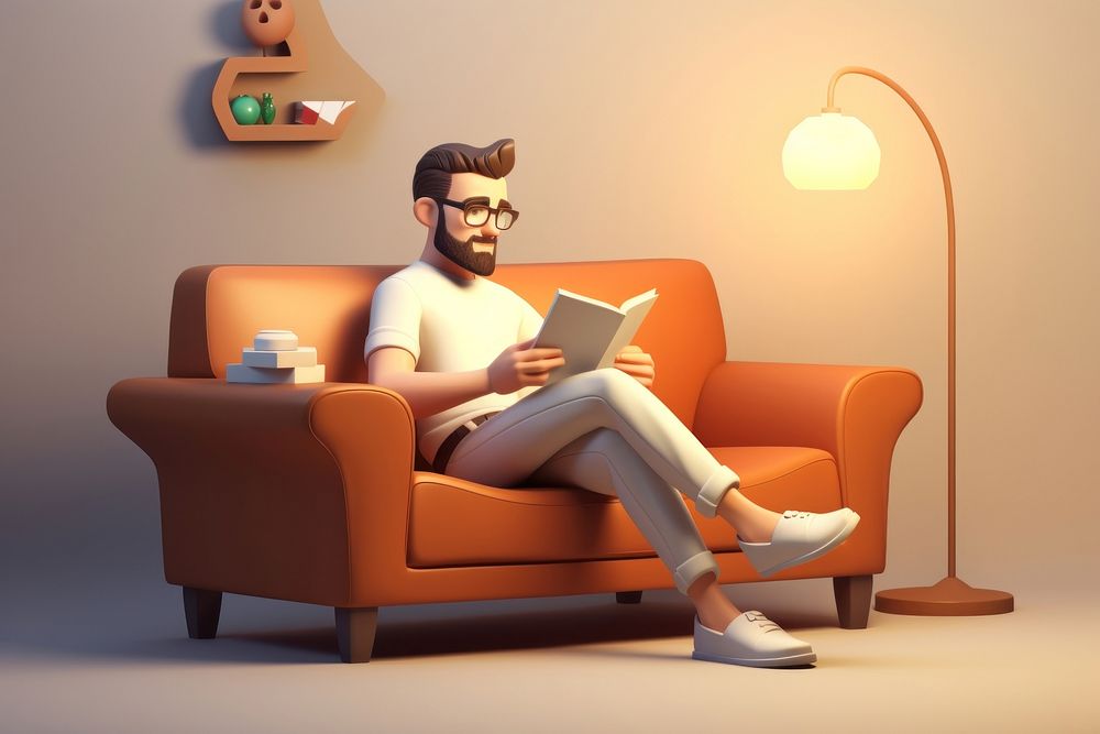 Furniture armchair cartoon adult. AI generated Image by rawpixel.