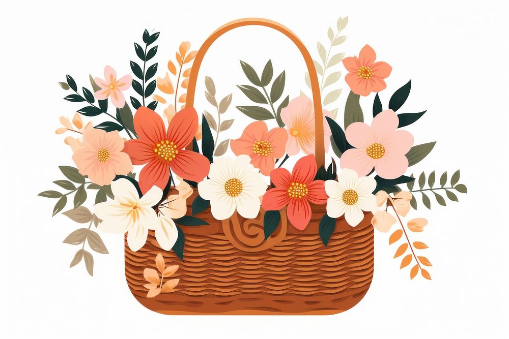 Flower handbag pattern basket. AI generated Image by rawpixel.