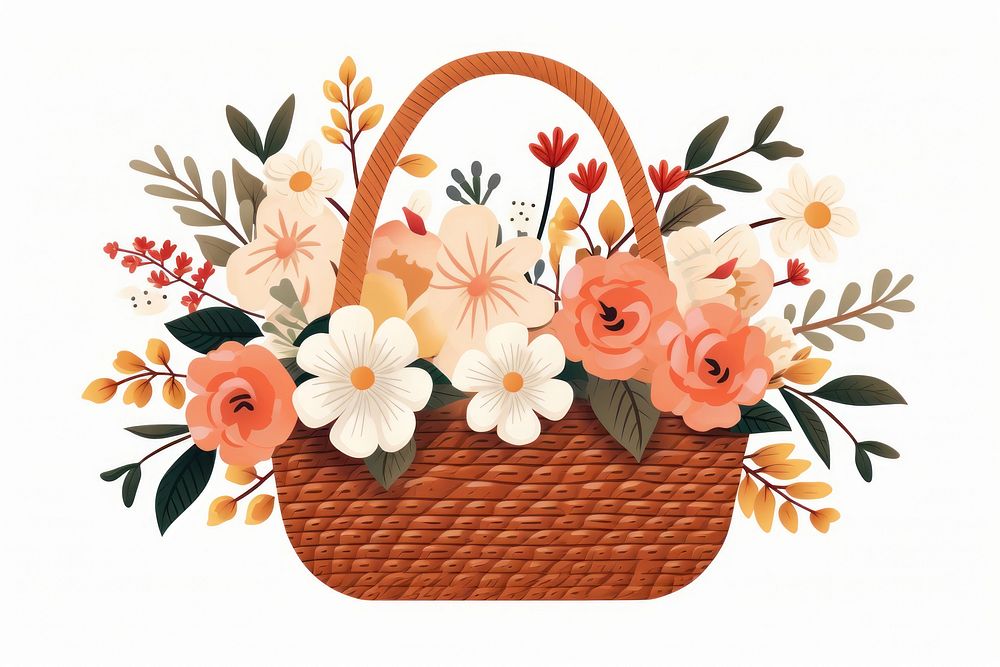 Flower handbag pattern basket. AI generated Image by rawpixel.