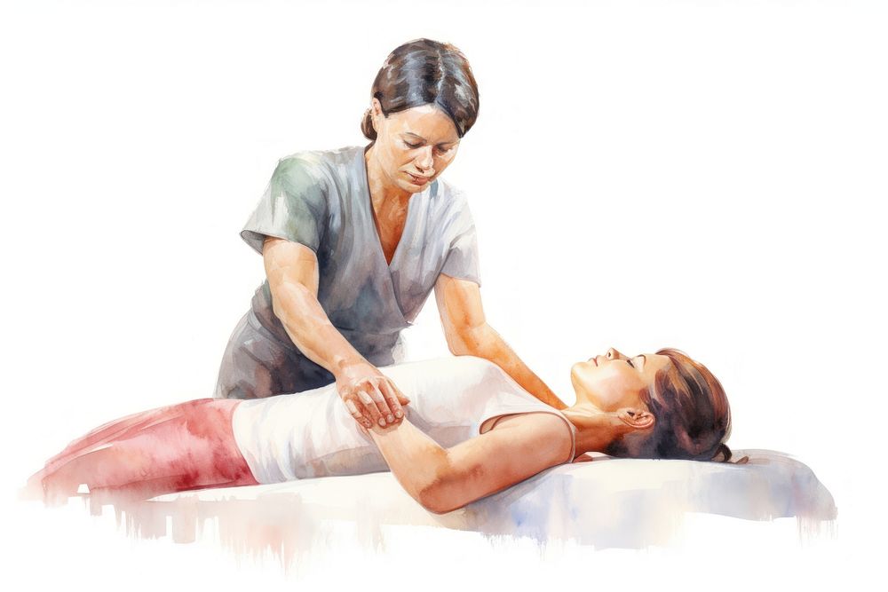 Patient massage white background togetherness. AI generated Image by rawpixel.